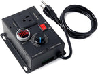 HARMNEE AC Motor Speed Controller 110-120V / 10A Rated / 15A Max, Fan Speed Control AC Electronic Voltage Regulator with Black-Coated Matt Metal Shell & Voltage LED Display Screen