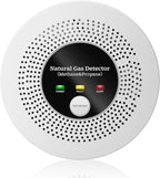 Natural Gas Detector Alarm - 10s Methane/Propane Leak Alert CH4 Gas with 85dB Siren & LED Flash, Battery-Powered Gas Monitor for Home Kitchen RV Safety (3 Battery Included)