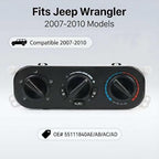 55111840AE A/C Control Switch Air Conditioning Climate Control Module, Front Climate Control Module Panel for 2007-2010 Jeep Wrangler JK | Replaces 55111840AB/55111840AC/55111840AD