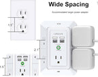 3-Sided Outlet Extender with Night Light - QINLIANF Multi Plug Outlet with 5 Outlets and 4 USB Ports(2 USB-C), USB Wall Charger for Home, Office, Travel, ETL Listed, White