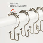 Shower Curtain Hooks, Goowin Shower Curtain Rings, Stainless Steel Shower Curtain Hooks Rust Proof Free Sliding Double Shower Hooks for Curtain, Shower Curtains & Liners (Matte Nickel)