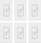 TOPGREENER Motion Sensor Switch, PIR Sensor with Ambient Light Level, Occupancy & Vacancy Modes, No Neutral Required, Ground Wire Required, 150W LED/CFL, Single Pole, TDOS5-JM-W-6PCS, White, 6 Pack