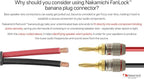 Nakamichi FanLock Excel Series 24k Gold Plated Banana Plugs 10 AWG - 18 AWG Gauge Size 4mm for Speakers Amplifier Hi-Fi Stereo Home Theatre Radio Audio Wire Cable Quick Connector, 10 Pcs (5-Pairs)
