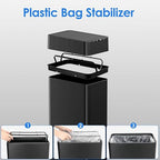 TLSUNNY 18.5 Gallon Automatic Trash Can, Stainless Steel Motion Sensor Garbage bin, Smart Trash Can W/Butterfly Lid, Bag Retainer Ring and Display Light for Living Room,Kitchen,Office (Black, 70L)