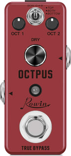 Rowin Polyphonic Octave Guitar Effects Pedal Pure Octopus Digital Mini Single Effect for Electric Guitar and Bass with True Bypass 11 Different Octave Modes LEF-3806
