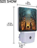 Pigsaly Led Night Light Halloween Witches Cauldron Tombstones Bare Trees Night Light Plug in Wall Lamp Smart Dusk to Dawn Sensor Nightlight Led Lamp Energy Saving Lights Gift for Kids Room Bedroom Ba