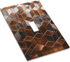 Bvtewkhz Brown Abstract Luxury Modern Geometric Cubic Marble 1 Gang Single Toggle Decorative Light Switch Covers Electrical Faceplate Switch Plates for Bathroom Kitchen Home