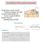 VST Motion Sensor Light Switch, IR Sensor Switch Door Activated Light Switch for Closet Light LED Lights and Under Cabinet Lighting (DC 12/24V 3A)
