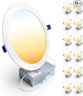 Ensenior 12 Pack 8 Inch LED Recessed Ceiling Light, Dimmable, 2700K-5000K 5CCT, 1600LM 18W 120V, High Brightness Canless Wafer Downlight - ETL&FCC&IC
