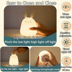 LEDHOLYT LED Cute Rabbit Night Light, Cute Silicone Bunny Lamp and Animal NightLight,LED Squishy Animal Light for Sleep,Kawaii Bedside Lamp Room,Rechargeable Bedside Touch Silicone Lamp (Rabbit)