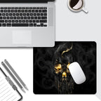 Gold Black Skull Square Mouse pad, Texture, Waterproof, Anti Slip Rubber Base, Computer Mouse pad, Laptop Mouse pad