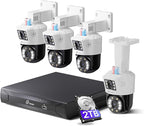 Loocam Dual-Lens 4K PoE Security Camera System, 4pcs Pan/Tilt CCTV Wired PoE IP Camera Outdoor Indoor, AI Person/Vehicle, Spotlight Siren, Color Night Vision, 8CH 8MP NVR with 2TB HDD