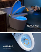 WANSID Smart Toilet with Bidet Built-in and Tankless, Auto Open/Close, Heated Seat, Instant Warm Water & Dryer, Foot Sensor Operation, Elongated One-Piece Modern Toilet for Bathroom, Digital Display