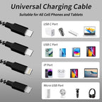 IDISON USB C Multi Charging Cable [2Pack 4FT], 3 in 1 Charging Cable Nylon Braided USB-C Multiple Charger Cord with Type-C, Micro USB and IP Port for iPhone 16/15 Series/Cell Phones and More