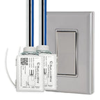 RunLessWire 2 Fixture Battery-Free DIY Kinetic Wireless Light Switch Kit 150ft RF Range for Different Fixtures or Outlets: 1 Remote Switch Controls 2 5A On/Off Receivers Simultaneously – Gray