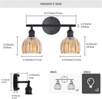 Shenmoyl Bathroom Light Fixtures, 2-Light Black Vanity Wall Light Over Mirror with Amber Tulip Glass Shade for Bedroom Living Room (Bulb Not Included)