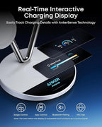 Anker Prime MagSafe Charger Compatible, 3-in-1 Charging Station, Qi2 25W Certified Wireless Charger Dock Stand, Smart Display with TEC Active Cooling, for iPhone 17, Apple Watch, AirPods (White)