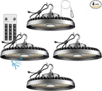 Lightdot Smart 250W High Bay LED Shop Lights 37,500LM High Bay Lights with Controller (Supports Normal Mode & Motion Sensor Mode) ETL-Listed US Plug for 30-40FT Height-6Yrs Warranty-4Pack
