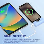 CHARGEWORX Mini Portable Charger Power Bank with Built-in Lightning Output, 5,000 mAh Power Bank with Fast-Charge Dual Output, Pass-Through Charging, LCD Display, Compact Design, Coral Blue