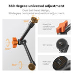 K&F CONCEPT 9.8" Magic Arm, 1/4" Screw Camera Mount Arm 360° Ball Heads for DSLRs, Monitor, Flash, LED Light, Microphone, Camera Cage, Action Camera