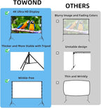 TOWOND Outdoor Projector Screen with stand, 120 inch Portable Movie Screen - 16:9 4K HD Foldable Anti-Crease Projection Screen with Carry Bag for Movie Nights, Camping and Parties Support Double Sided