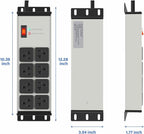 CCCEI Heavy Duty Power Strip Surge Protector 20 AMP, 8 Outlets 12 Gauge Industrial Shop Garage Metal Multiple Outlets, 15 FT Extension Cord 5-15P Adapter High Amp 6-20R T-Slot 20a for Appliance