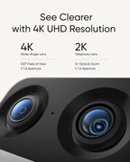 eufy Security Indoor Cam S350, Dual Cameras, 4K UHD Security Camera with 8× Zoom, 360° Camera, Baby Monitor, Pet Camera, Human/Pet Detection, AI Tracking, 2.4G/5G Wi-Fi, Plug in