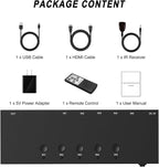 5-in-1 HDMI Converter with 4k@60Hz HDMI Switch & Infrared Remote Control - Ideal for Nintendo Switch/OLED/Xbox PS5/4/3 Blu-Ray Player Fire TV Stick Roku Apple TV Chromecast PC