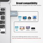 Vay Forwarg mini HDMI to HDMI 2.0 Adapter Cables, high-Definition 4K60Hz, Aluminum Alloy Shell, Gold-Plated Plug, Suitable for Tablets, EOS 5D Mark IV Cameras, laptops