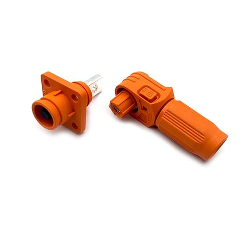 70A-120A 1000V Battery Energy Storage Connector, 10-25mm² High Current Connectors Quick Plug Terminal Orange Right Angle Plug and Socket IP67 Waterproof Power Adapter Threaded Wiring