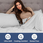 RV Short Queen Sheet Set 60 X 75 - 4 Piece RV Short Queen Bed Sheets - Soft, Breathable & Cooling - Designed for Bunks, Trailers & Campers - Fits 8” to 12" Mattress - Luxury Bedding - Grey Stripes 2