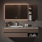 Modern Bathroom Vanity - Spacious Deep Sink | Defogging LED Mirror & Human Body Sensor Light, Open Side Panel, Floating Smart Bathroom Vanities (80IN)