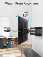 Pipishell TV Wall Mount for 26-74 inch LED LCD OLED 4K TVs up to 99lbs, Full Motion TV Mount Bracket Articulating Swivel Extension Tilting Leveling Max VESA 400x400mm, Fits 12/16 Inch Wood Studs