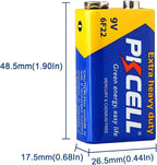 PKCELL 9V Batteries, 100 Pack 9 Volt Batteries Carbon Zinc, 9V Battery for Smoke Detector, Alarms, 6F22 Square Battery