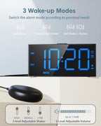 Loud Alarm Clock for Heavy Sleepers Adults,Bed Shaker Alarm Clock with 2 Alarms for Everyday/Weekday/Weekend,Dimmer,Snooze,USB Charging Port,12/24H DST,Vibrating Clock for Hard of Hearing/Teens