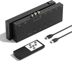 4 in 2 Out RCA/HDMI Switcher，3 Way HDMI 2.0 + 1 RCA Converter，4:3/16:9 & 2 Ports HDMI Output Support 4K and 3D for PS1/2/3/4/5, N64, SNES, Switch, DVD, Roku, etc.