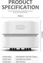 ODISTAR Counter Vacuum Cleaner,Mini Table dust Sweeper Energy with Digital Timer,Endurance up to 400 mins,360º Rotatable for Cleaning Rubber shavings,Crumbs Keyboard of Gifts for Kids(White)