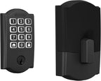 Schlage Arrive WiFi Deadbolt Smart Lock, Keyless Entry Door Lock with Camelot Trim, Matte Black, Compatible with Alexa and Google, BE459WB CAM 622