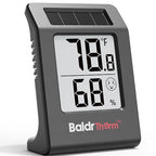 BaldrTherm Humidity Meter Hygrometer, Solar-Powered Room Thermometer Indoor Digital Temperature Sensor Monitor, 2.2''Humidity Gauge for Baby Rooms, Home, Office, 1Pack, Black