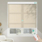 Kilonity Motorized Roller Shades, Light Filtering Remote Control Custom Window Shades Compatible with Alexa Google Assistant via RF Hub, Rechargeable Electric Blinds for Windows (Beige)