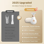 Trimcoo 2026 New Bikini Trimmer for Women - Small But Powerful Electric Razors, Intimate Pubic Hair/Lady Facial Painless Removal, USB-C Cordless Body Shaver for Trip, Replaceable Wet/Dry Blade, White