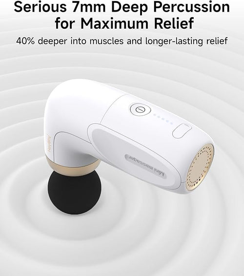 A1 Super Mini Massage Gun, Percussion Deep Tissues Muscle Massager, Compact Sports Travel Massage Gun, Portable Handheld Massager for Office, Home, Athletes(White)