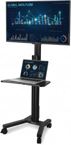 AW Rolling TV Stand Mobile TV Cart Height Adjustable for 32" to 65" LCD LED Screen TVs Office Meeting