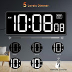 Soobest Digital Wall Clock with Seconds for Gym, Remote Countdown Timer Large LED Display 5 Dimmer, (10.2" White)