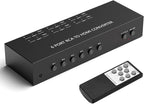 Dingsun 6Port AV to HDMI Converter, Will Convert Input Analog Aignals to a Digital Output Signal, Built-in 16:9/4:3 Adjustment, Perfect for Old Video Game Systems,PS,WII,Xbox,DVD,VHS(with Remote)