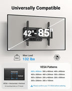 Pipishell Full Motion TV Wall Mount for 42-85 inch Flat Screen LED TV up to 132lbs Swivel Dual Articulating Arms Mount, Tool-Free Tilt Bracket Max VESA 600x400mm, Fits 8” 12” 16" Wood Studs