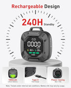 Portable Carbon Monoxide Detector Travel, Rechargeable 3-in-1 CO, Temperature & Humidity Meter, 240h Standby,Custom Alarm Thresholds, with Magnetic Back,for Hotel,Home,Camping for Car RV(Black)