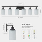 DIKAIDA 6-Light Black Vanity Lights, 38'' Modern Bathroom Vanity Lighting Fixtures for Mirror, Matte Bathroom Lighting Fixtures, Black Wall Sconces for Bedroom Living Room