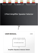 PROZOR 2(1)-in-1(2)-Out Amp Amplifier Speaker Switcher Selector, 2-Way Speaker switcher selector Box with A/B Switch and No External Power