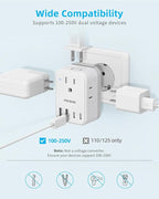 PAEWOK European Travel Plug Adapter Set, 8-in-1 Travel Adapter with 4 AC, 4 USB Ports (2 USB C), US to EU/UK Universal Adapter, International Power Adapter with Type C/G/A/I/D/M Detachable Plugs